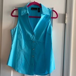 INC blue button up tank top